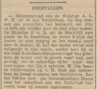 Artikel 'Ongevallen.' uit  van  dec 
