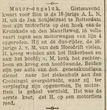 Artikel 'Motor-ongeluk.' uit  van  dec 
