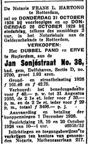 Artikel 'Jan Sonjéstraat Numero 38,' uit Rotterdamsch nieuwsblad van 2 mei 1904
