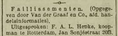 Artikel 'Faillissementen.' uit  van  dec 
