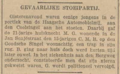 Artikel 'Gevaarlijke stoeipartij.' uit  van  dec 
