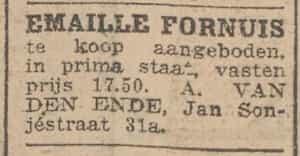 Artikel 'Emaille fornuis' uit Algemeen Dagblad van 1 mei 1970
