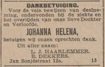 Artikel 'Johanna Helena,' uit  van  dec 
