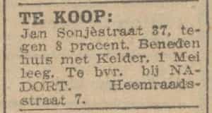 Artikel 'Te koop:' uit Rotterdamsch nieuwsblad van 2 mei 1904
