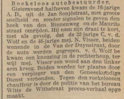 Artikel 'Roekeloos autobestuurder.' uit  van  dec 
