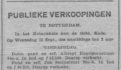 Artikel 'Publieke verkoopingen' uit Rotterdamsch nieuwsblad van 2 mei 1904
