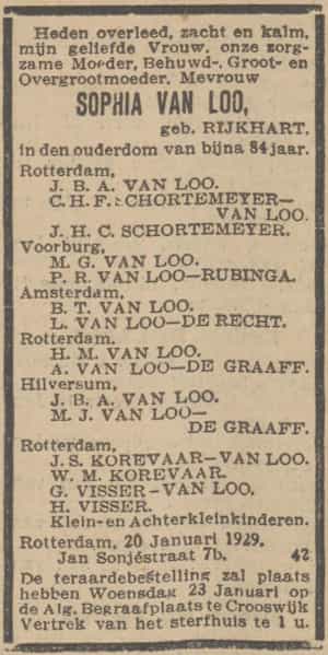 Artikel 'Sophia van Loo, geboren Rijkhart,' uit  van  dec 
