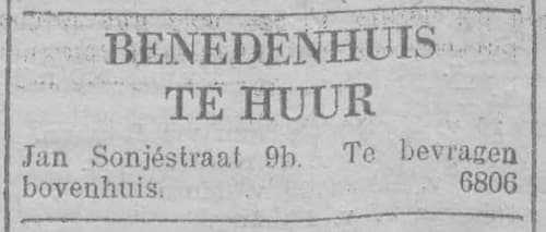 Artikel 'Benedenhuis te huur' uit Rotterdamsch nieuwsblad van 2 mei 1904
