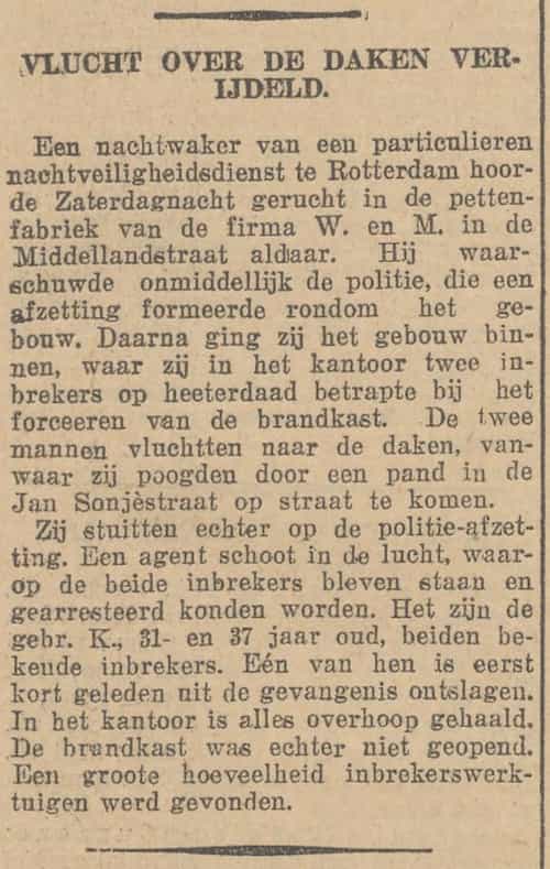 Artikel 'Vlucht over de daken verijdeld.' uit  van  dec 
