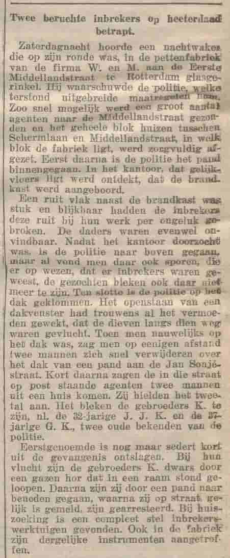 Artikel 'Twee beruchte inbrekers op heeterdaad betrapt.' uit  van  dec 
