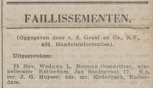 Artikel 'Faillissementen.' uit  van  dec 
