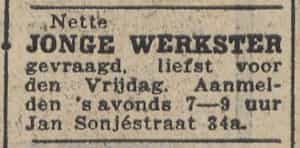 Artikel 'jonge werkster' uit Het Rotterdamsch parool van 6 feb 1964
