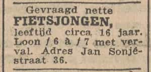 Artikel 'fietsjongen,' uit  van  dec 
