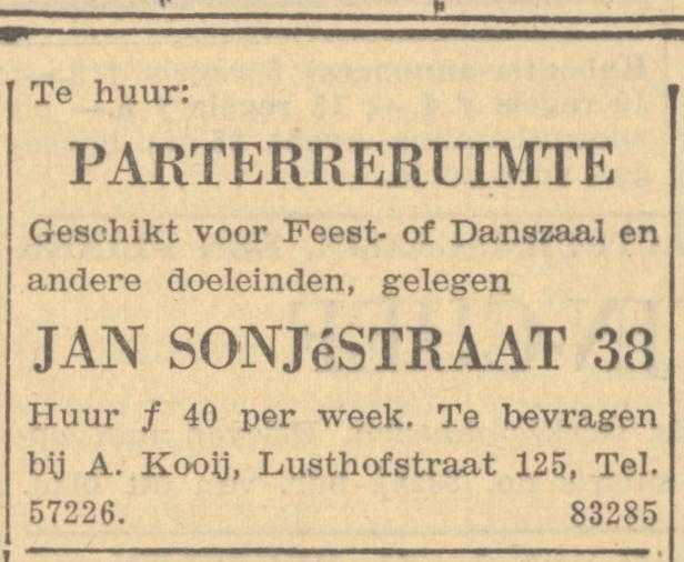 Artikel 'parterreruimte' uit De Maasbode van 28 okt 1926
