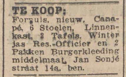 Artikel 'Te koop:' uit Rotterdamsch nieuwsblad van 2 sep 1930