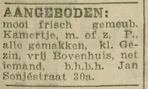 Artikel 'Aangeboden:' uit Rotterdamsch nieuwsblad van 2 mei 1904
