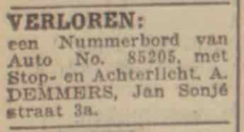 Artikel 'Verloren:' uit Rotterdamsch nieuwsblad van 18 aug 1931
