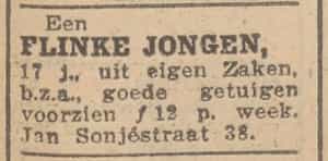 Artikel 'flinke jongen,' uit De Maasbode van 28 okt 1926

