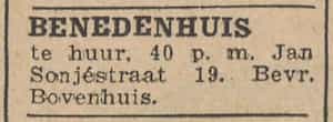 Artikel 'Benedenhuis' uit Rotterdamsch nieuwsblad van 2 mei 1904
