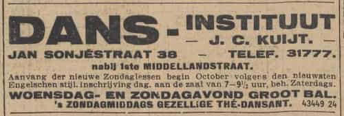 Artikel 'Dans-instituut J.C. Kuijt' uit De Maasbode van 28 okt 1926
