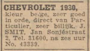 Artikel 'Chevrolet 1930,' uit Algemeen Dagblad van 1 mei 1970
