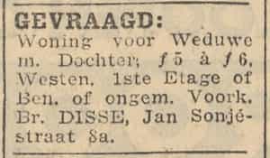 Artikel 'Gevraagd:' uit Rotterdamsch nieuwsblad van 2 mei 1904

