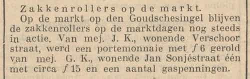Artikel 'Zakkenrollers op de markt.' uit  van  dec 
