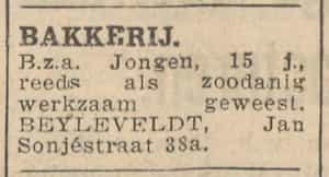 Artikel 'Bakkerij.' uit De Maasbode van 28 okt 1926
