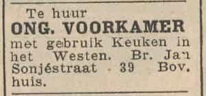 Artikel 'ongemeubileerde voorkamer' uit Rotterdamsch nieuwsblad van 2 mei 1904
