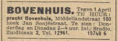 Artikel 'Bovenhuis.' uit Rotterdamsch nieuwsblad van 2 mei 1904
