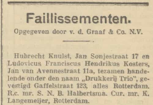 Artikel 'Faillissementen.' uit  van  dec 
