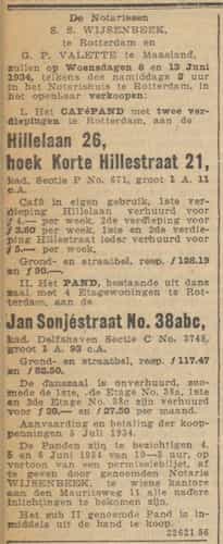 Artikel 'Jan Sonjéstraat Numero 38abc,' uit De Maasbode van 28 okt 1926
