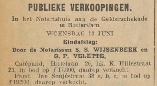 Artikel 'Publieke verkoopingen.' uit De Maasbode van 28 okt 1926
