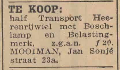Artikel 'Te koop:' uit Het Vrije Volk van 4 mei 1960