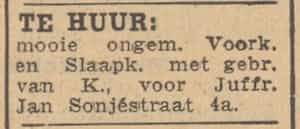 Artikel 'Te huur:' uit Rotterdamsch nieuwsblad van 2 mei 1904
