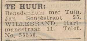 Artikel 'Te huur:' uit Rotterdamsch nieuwsblad van 2 mei 1904
