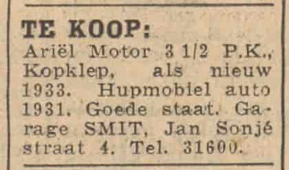 Artikel 'Te koop:' uit Rotterdamsch nieuwsblad van 30 mrt 1935