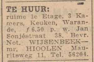 Artikel 'Te huur:' uit Rotterdamsch nieuwsblad van 2 mei 1904
