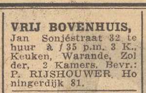 Artikel 'Vrij bovenhuis,' uit Rotterdamsch nieuwsblad van 2 mei 1904
