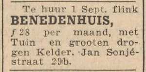 Artikel 'benedenhuis,' uit Rotterdamsch nieuwsblad van 2 mei 1904
