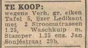 Artikel 'Te koop:' uit Algemeen Dagblad van 1 mei 1970

