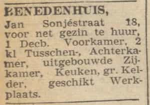 Artikel 'Benedenhuis' uit Rotterdamsch nieuwsblad van 2 mei 1904
