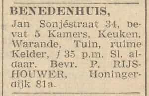 Artikel 'Benedenhuis' uit Rotterdamsch nieuwsblad van 2 mei 1904
