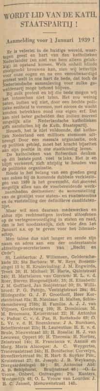 Artikel 'Wordt lid van de Katholieke Staatspartij!' uit Het Rotterdamsch parool van 6 feb 1964
