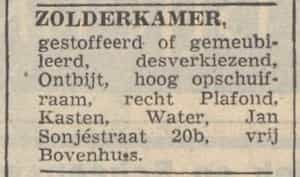 Artikel 'Zolderkamer.' uit Rotterdamsch nieuwsblad van 2 mei 1904
