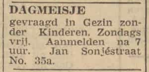 Artikel 'Dagmeisje' uit Algemeen Dagblad van 1 mei 1970
