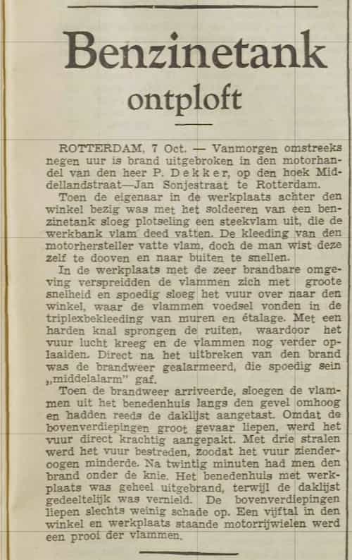 Artikel 'Benzinetank ontploft' uit  van  dec 
