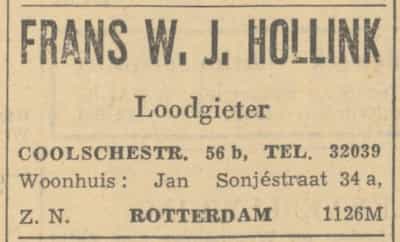 Artikel 'Frans W.J. Hollink' uit Het Rotterdamsch parool van 6 feb 1964
