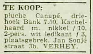 Artikel 'Te koop:' uit Rotterdamsch nieuwsblad van 10 mei 1939