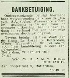 Artikel 'Dankbetuiging.' uit  van  dec 
